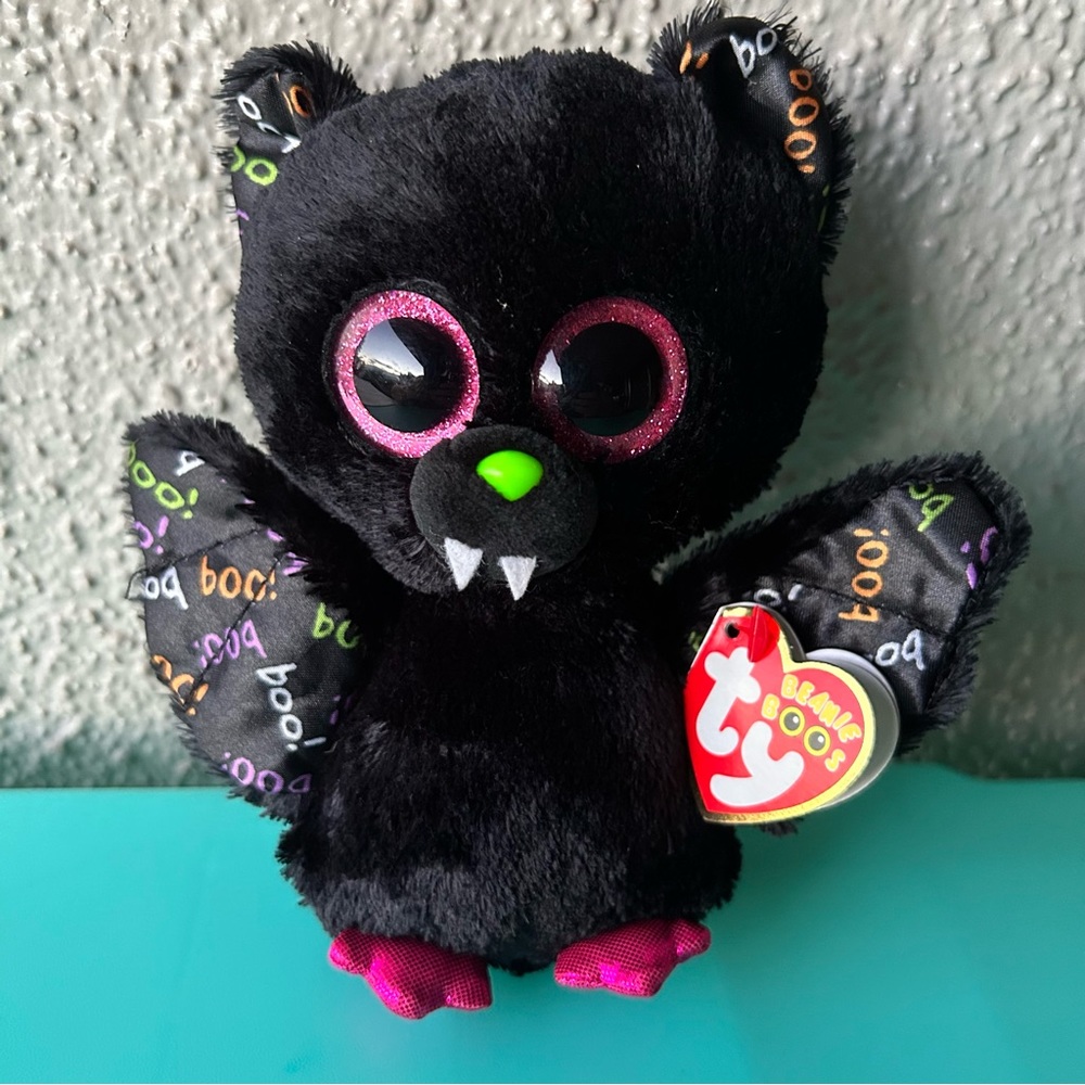 TY Beanie Boos - DART the Bat Glitter Eyes Regular Size - 6 inch Halloween NWT
